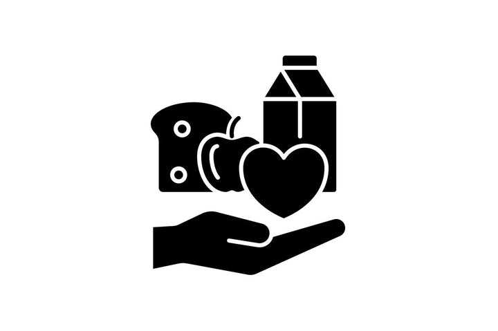 Hunger and food security black glyph icons set on white space