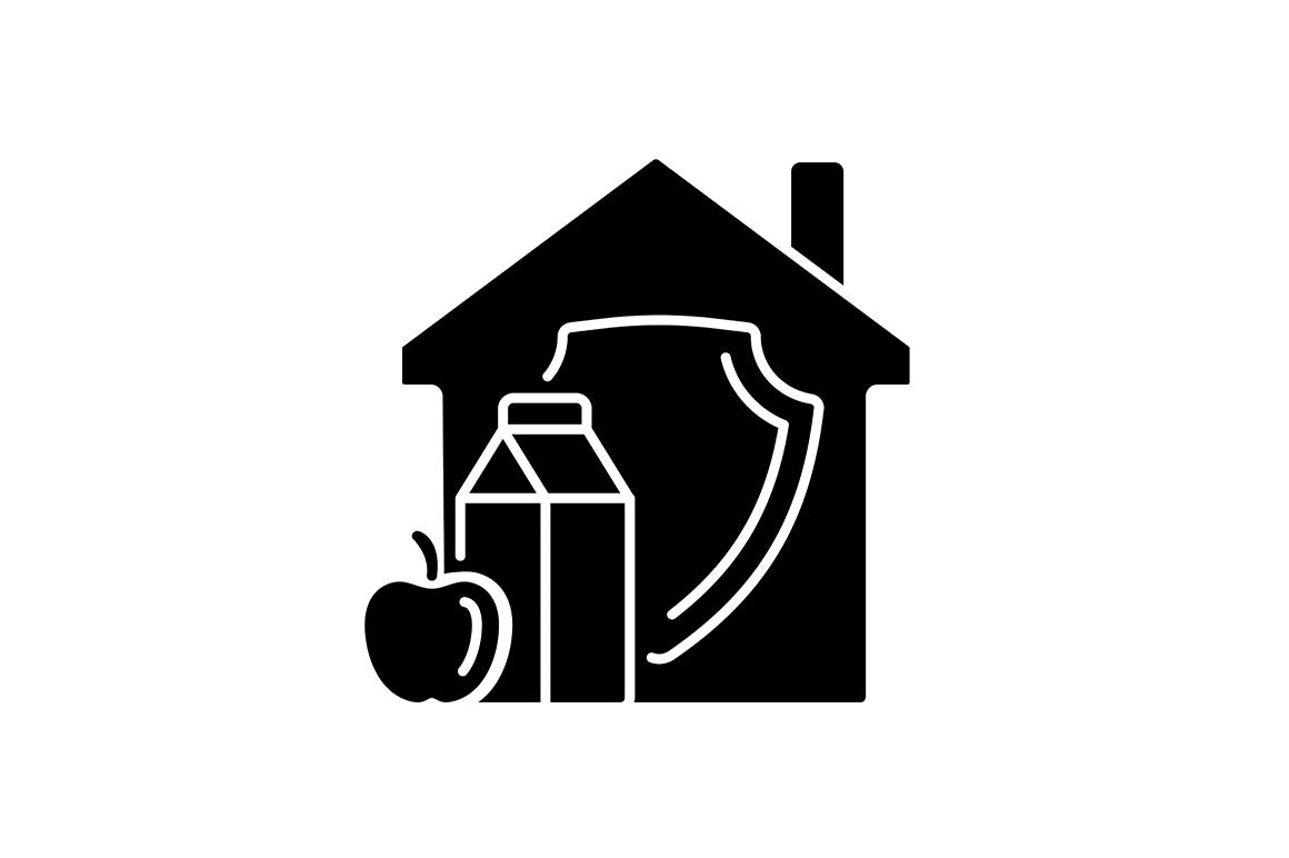 Hunger and food security black glyph icons set on white space