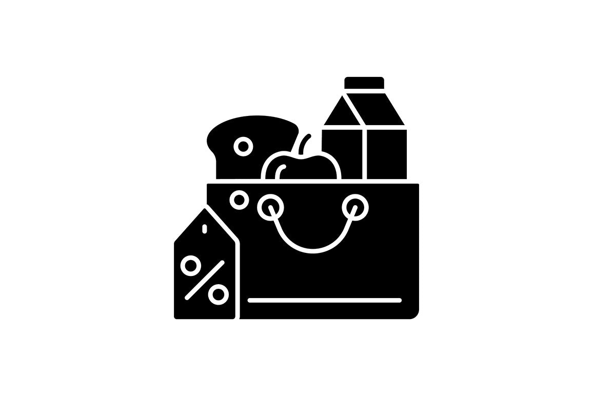 Hunger and food security black glyph icons set on white space