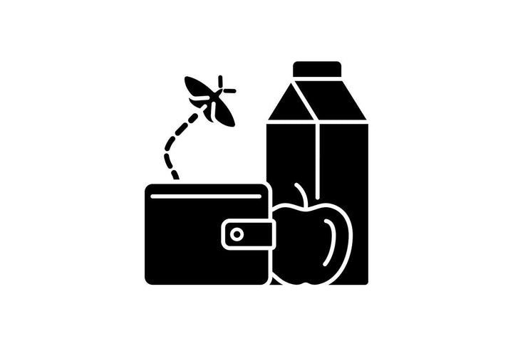 Hunger and food security black glyph icons set on white space