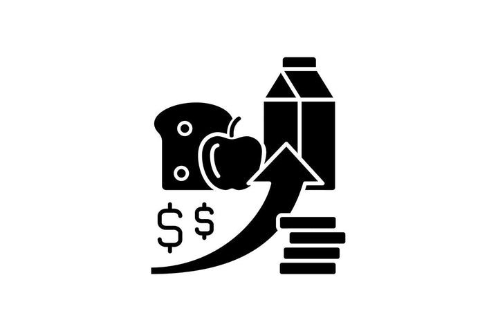 Hunger and food security black glyph icons set on white space
