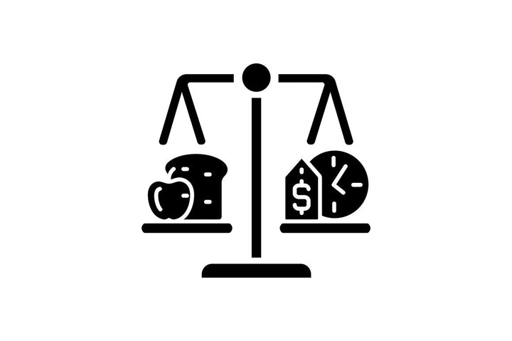 Hunger and food security black glyph icons set on white space