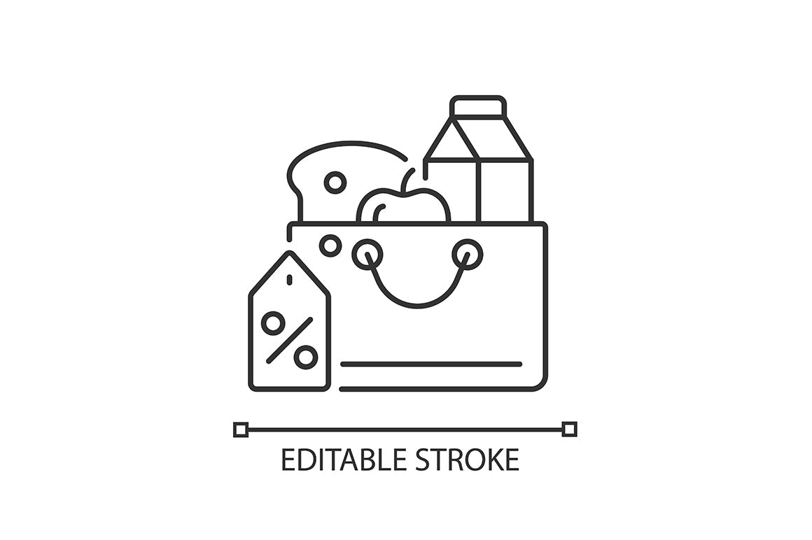 Hunger and food security linear icons set for dark and light mode