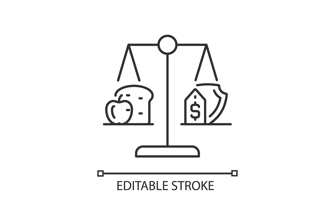 Hunger and food security linear icons set for dark and light mode