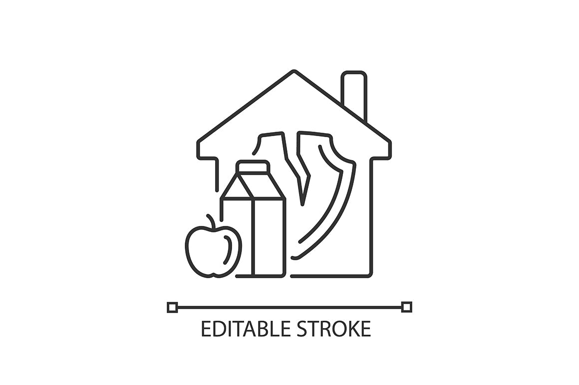 Hunger and food security linear icons set for dark and light mode