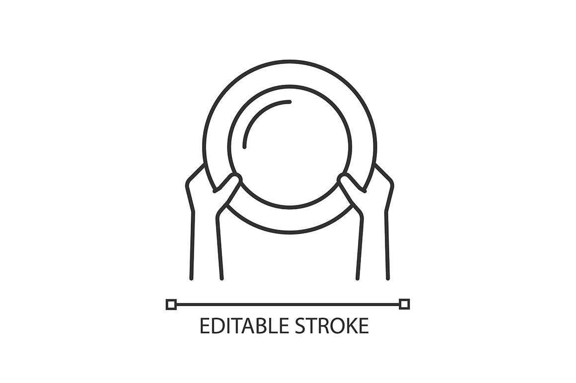 Hunger and food security linear icons set for dark and light mode