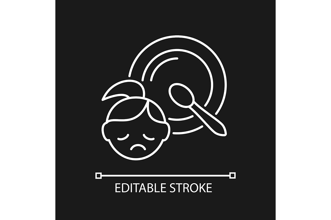 Hunger and food security linear icons set for dark and light mode