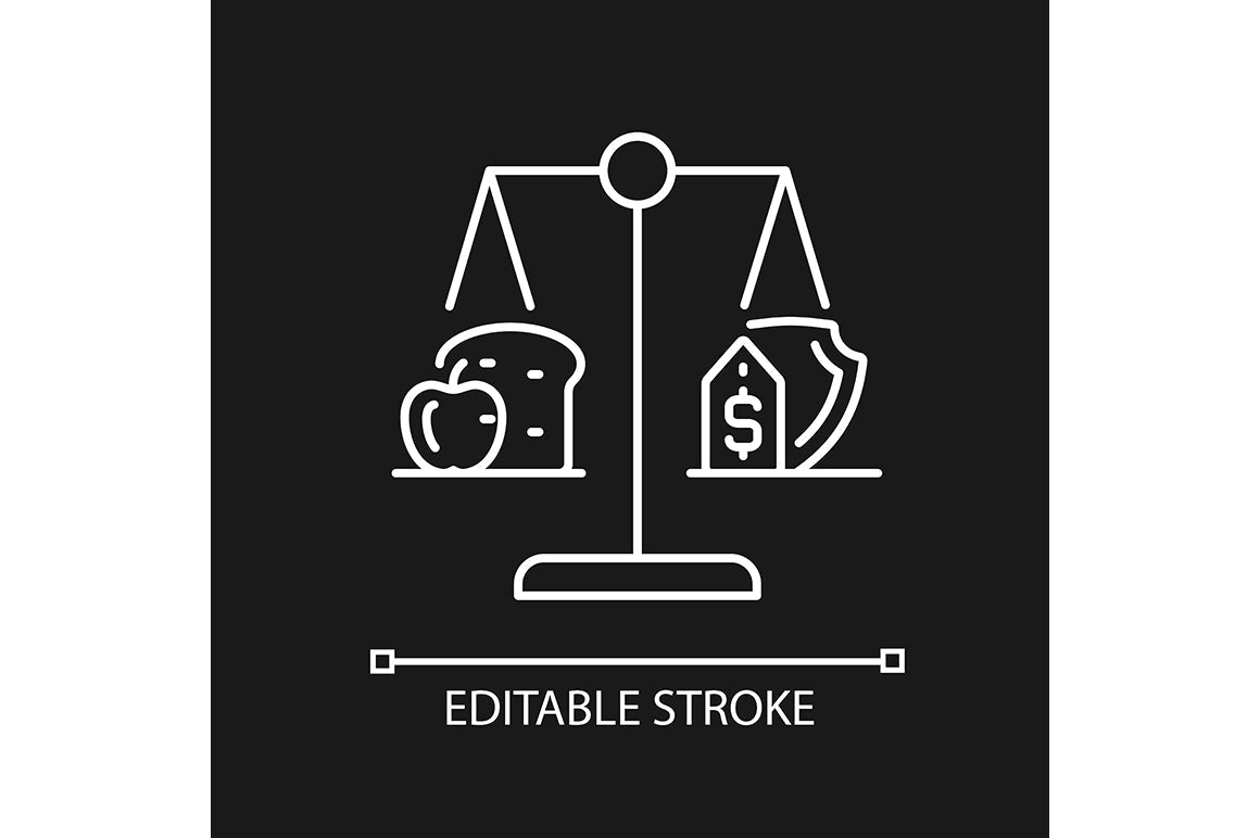 Hunger and food security linear icons set for dark and light mode
