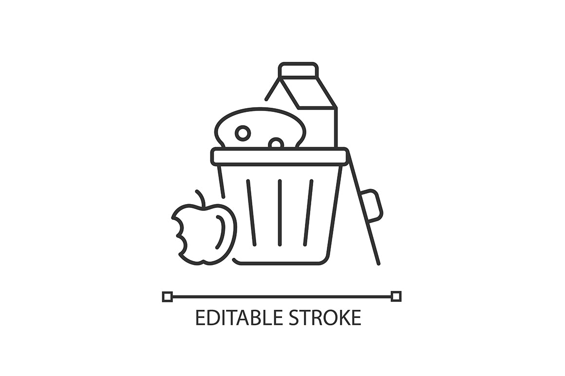Hunger and food security linear icons set for dark and light mode