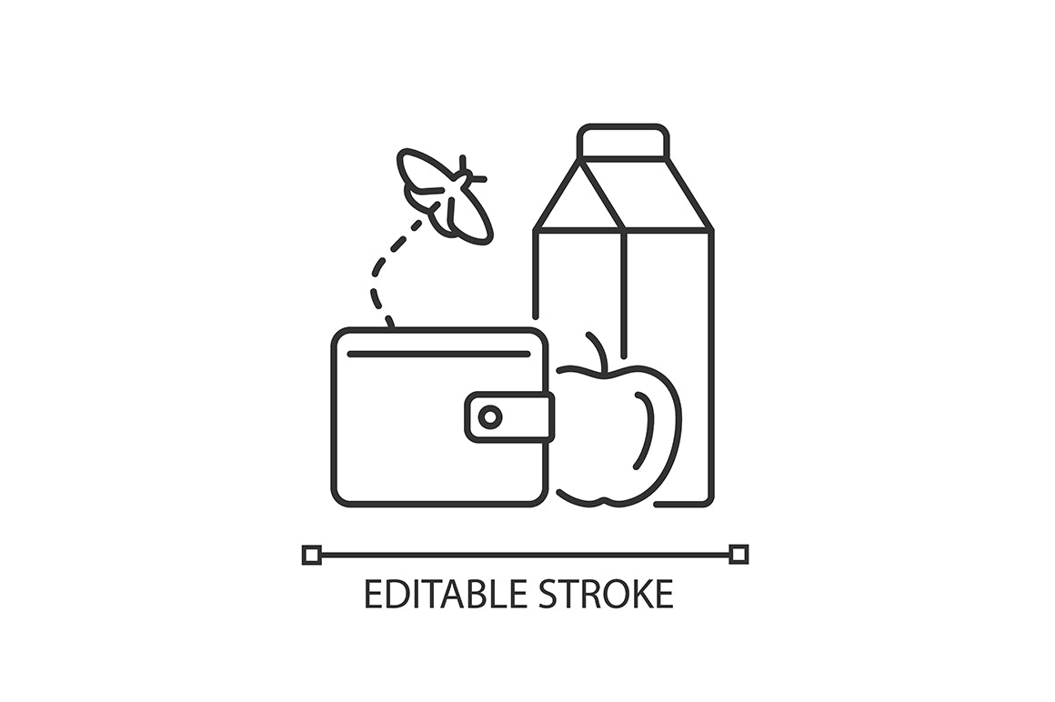 Hunger and food security linear icons set for dark and light mode