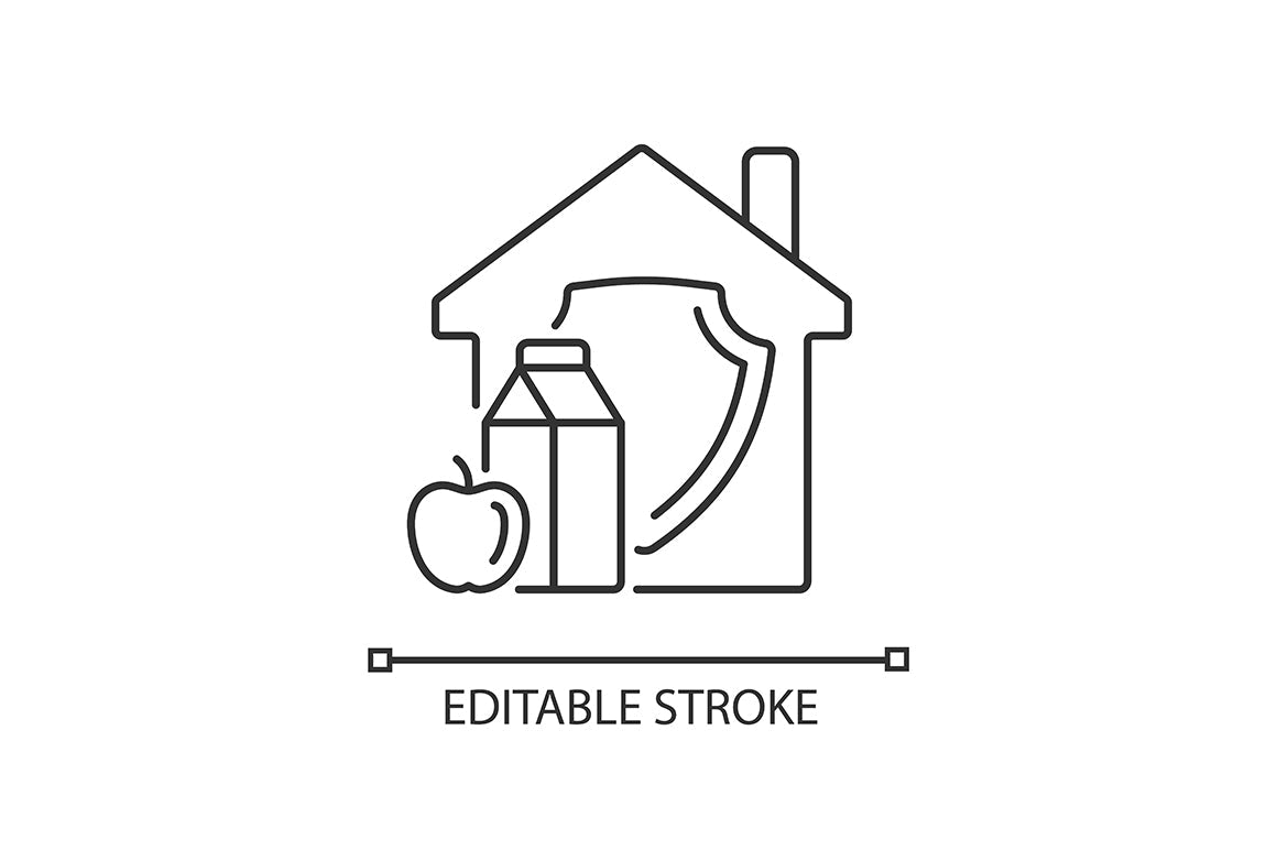 Hunger and food security linear icons set for dark and light mode