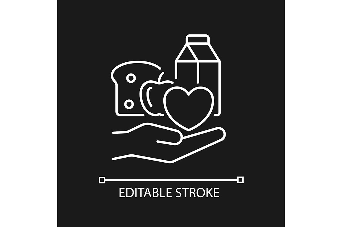 Hunger and food security linear icons set for dark and light mode