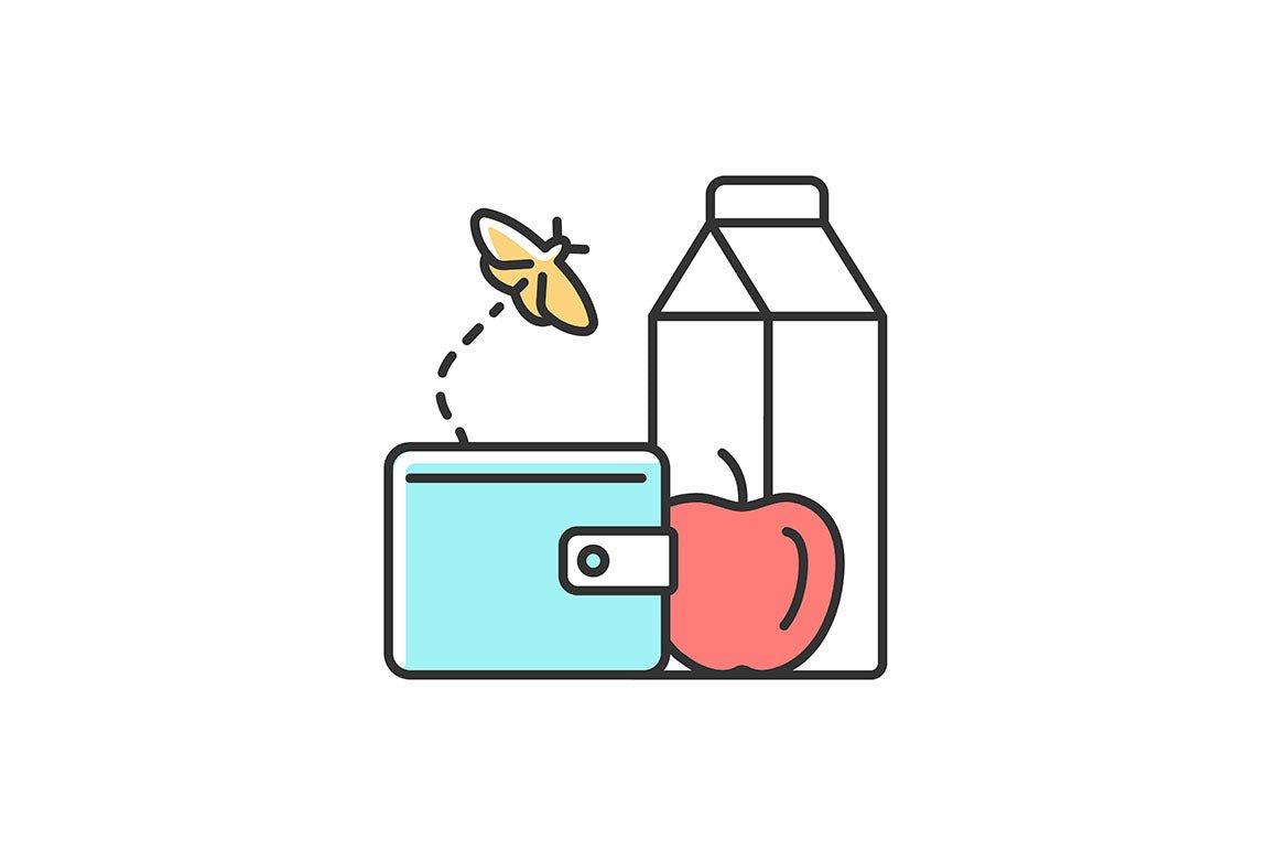 Hunger and food security RGB color icons set