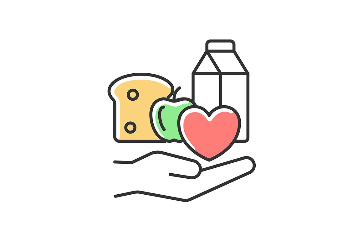 Hunger and food security RGB color icons set