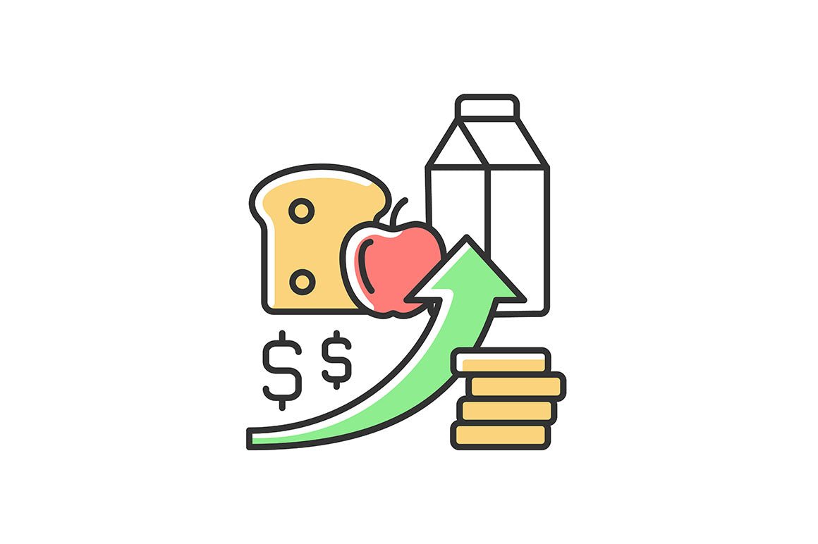 Hunger and food security RGB color icons set
