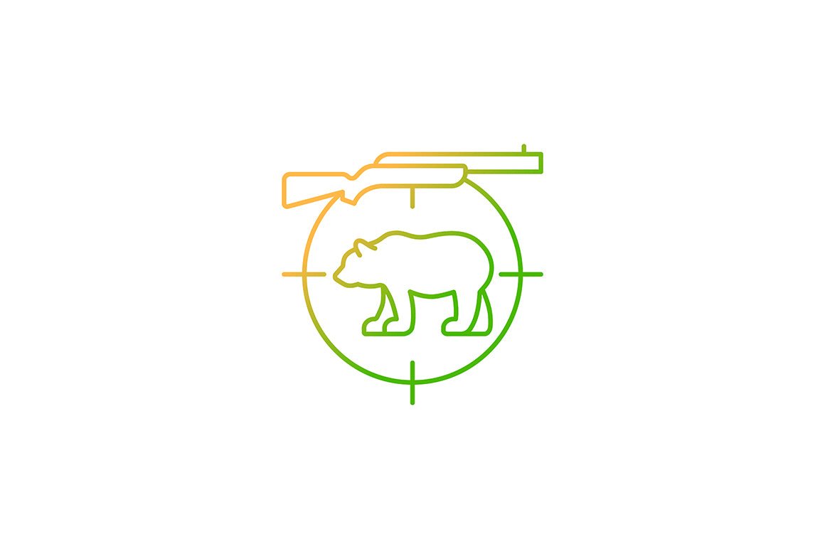 Hunting gradient icons set for dark and light mode