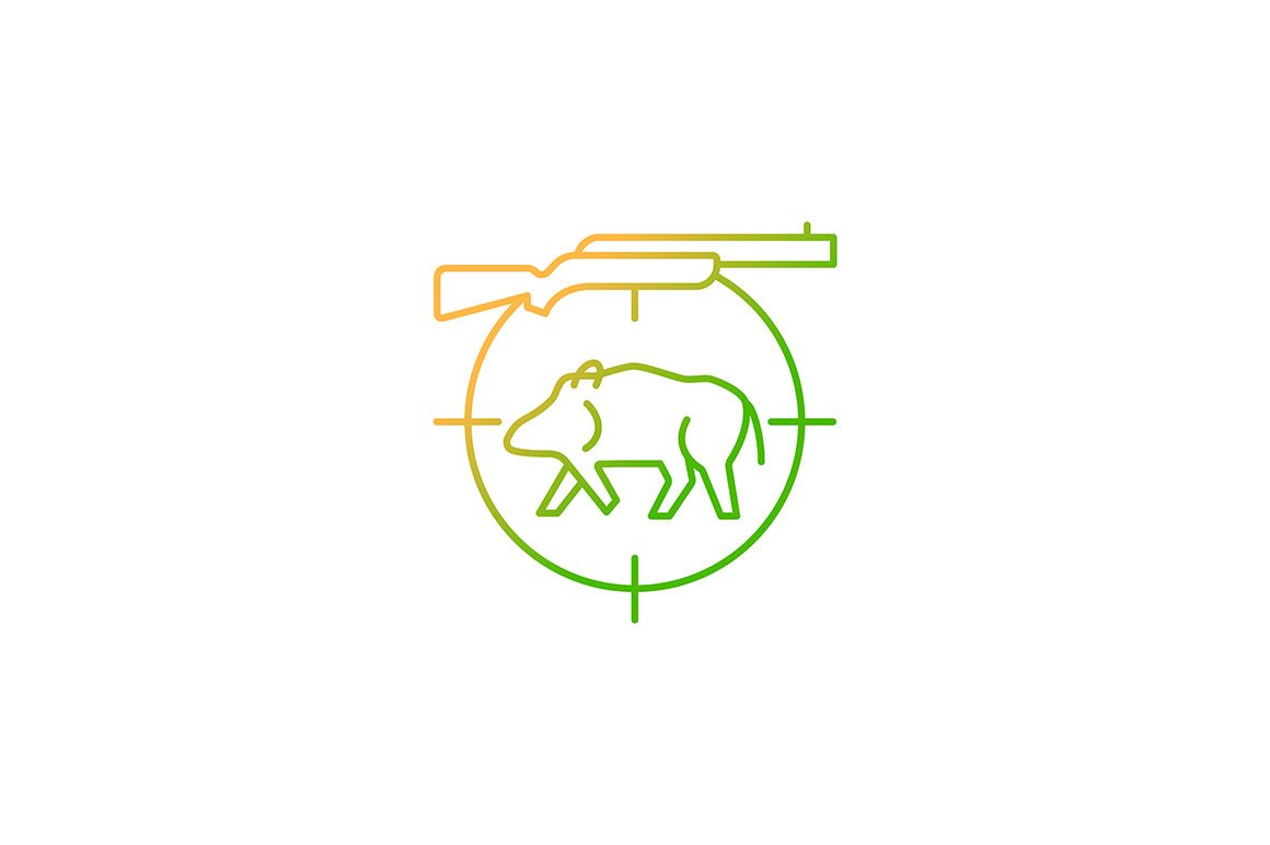 Hunting gradient icons set for dark and light mode