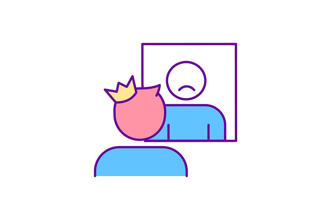Impostor syndrome RGB color icons set