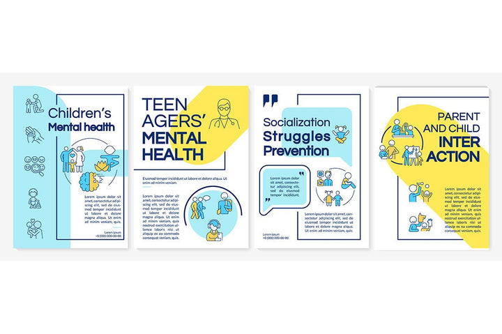 Infant care purple brochure templates bundle