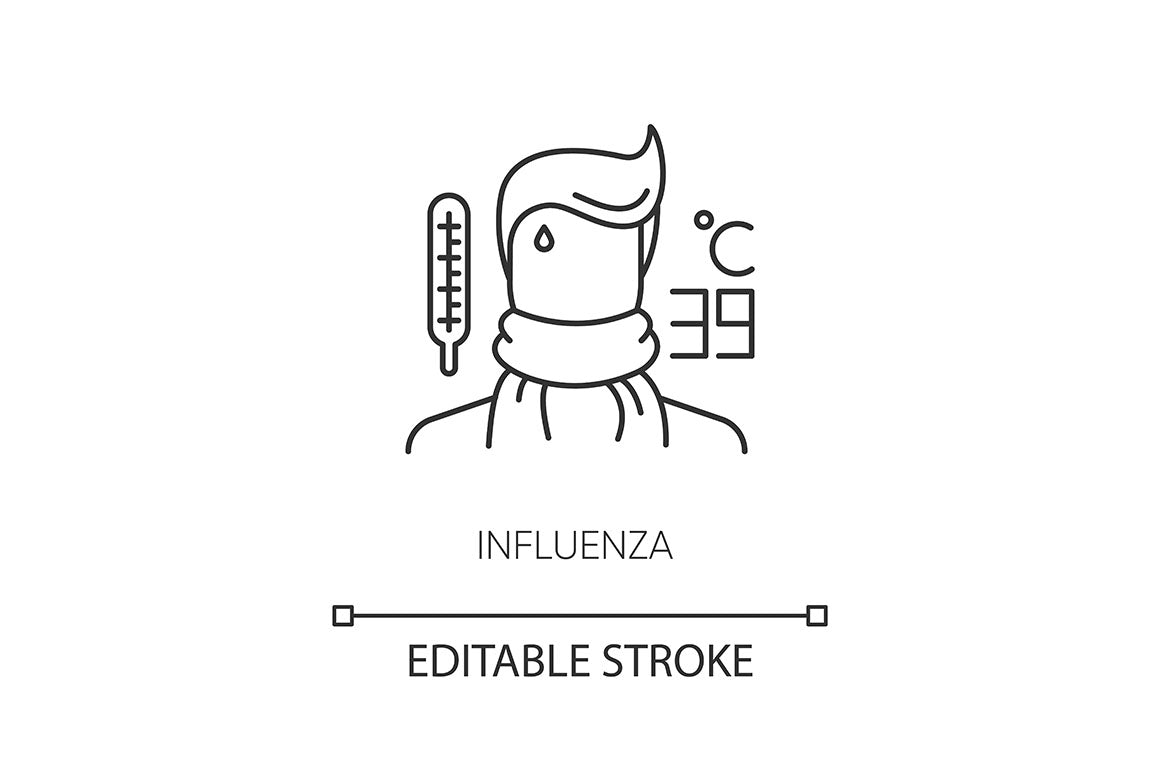 Infectious diseases pixel perfect linear icons set