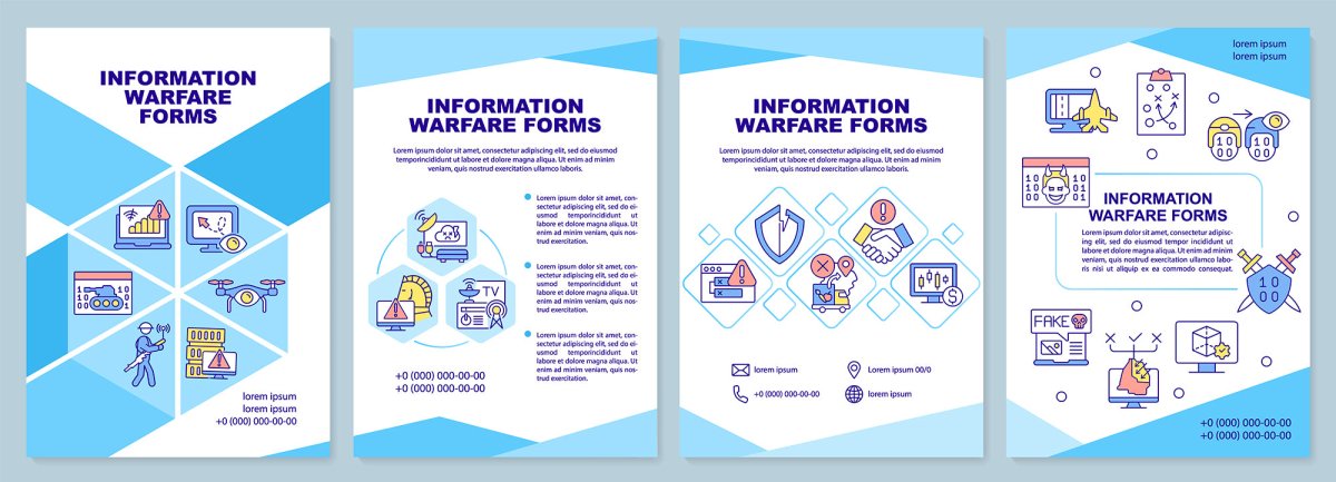 Infomation warfare forms blue brochure template