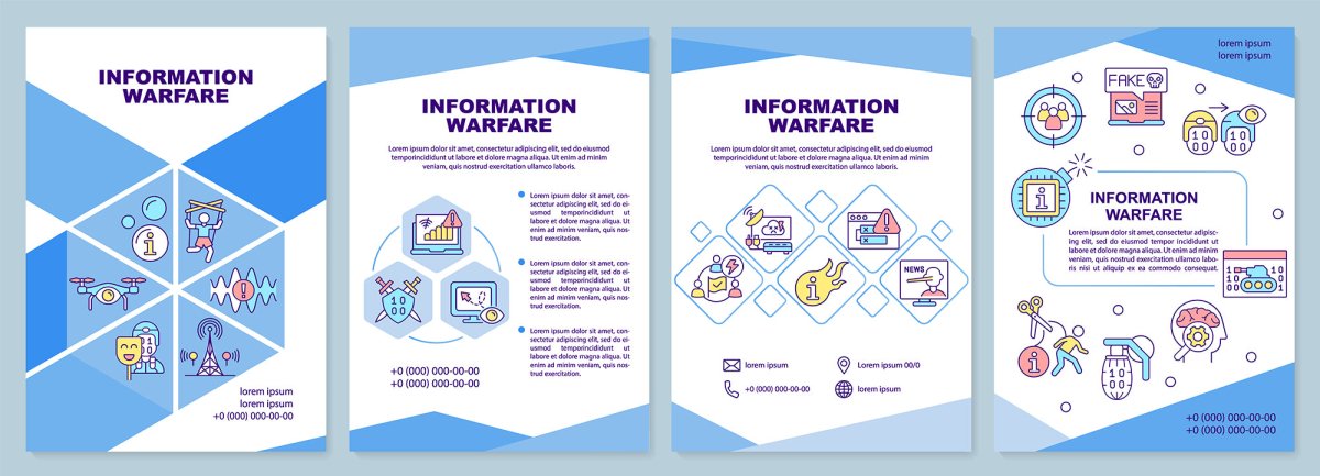 Information warfare blue brochure template