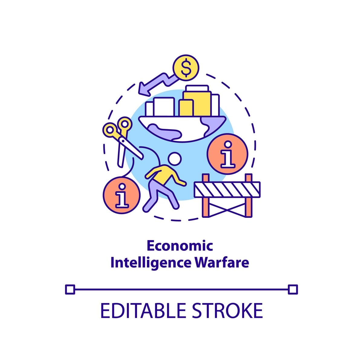 Information warfare concept icons set
