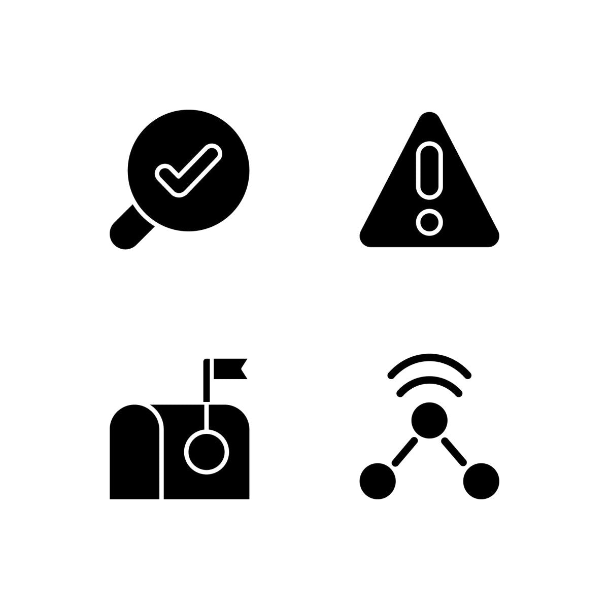 Interface black glyph icons set on white space