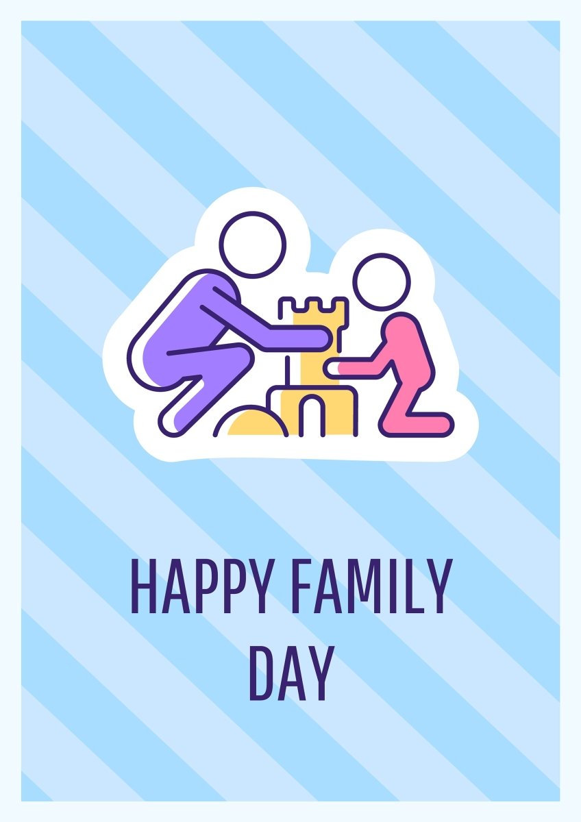 International family day celebration greeting card with color icon element set