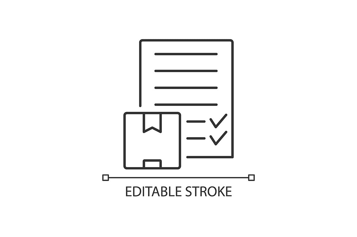 International logistics business linear icons set