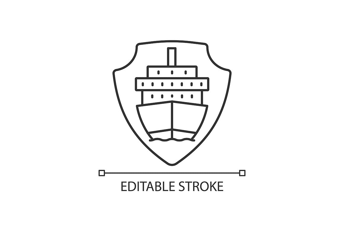 International logistics business linear icons set