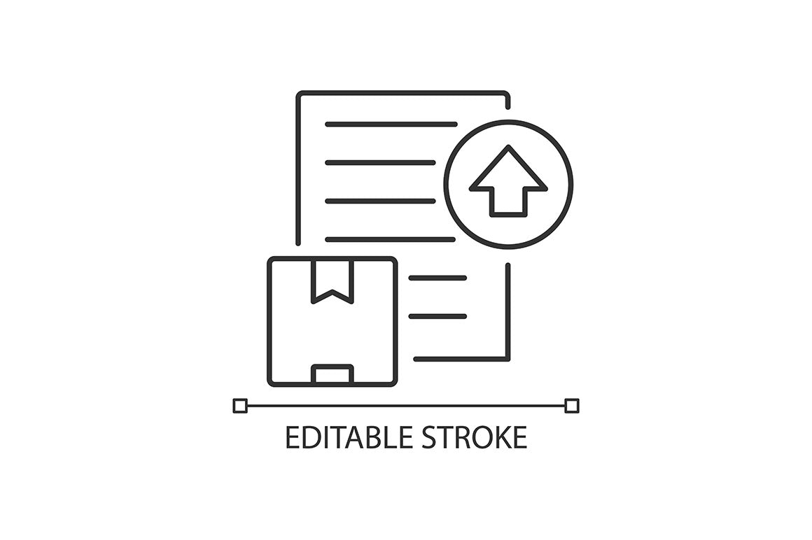 International logistics business linear icons set