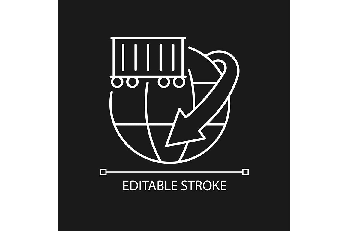 International logistics business linear icons set