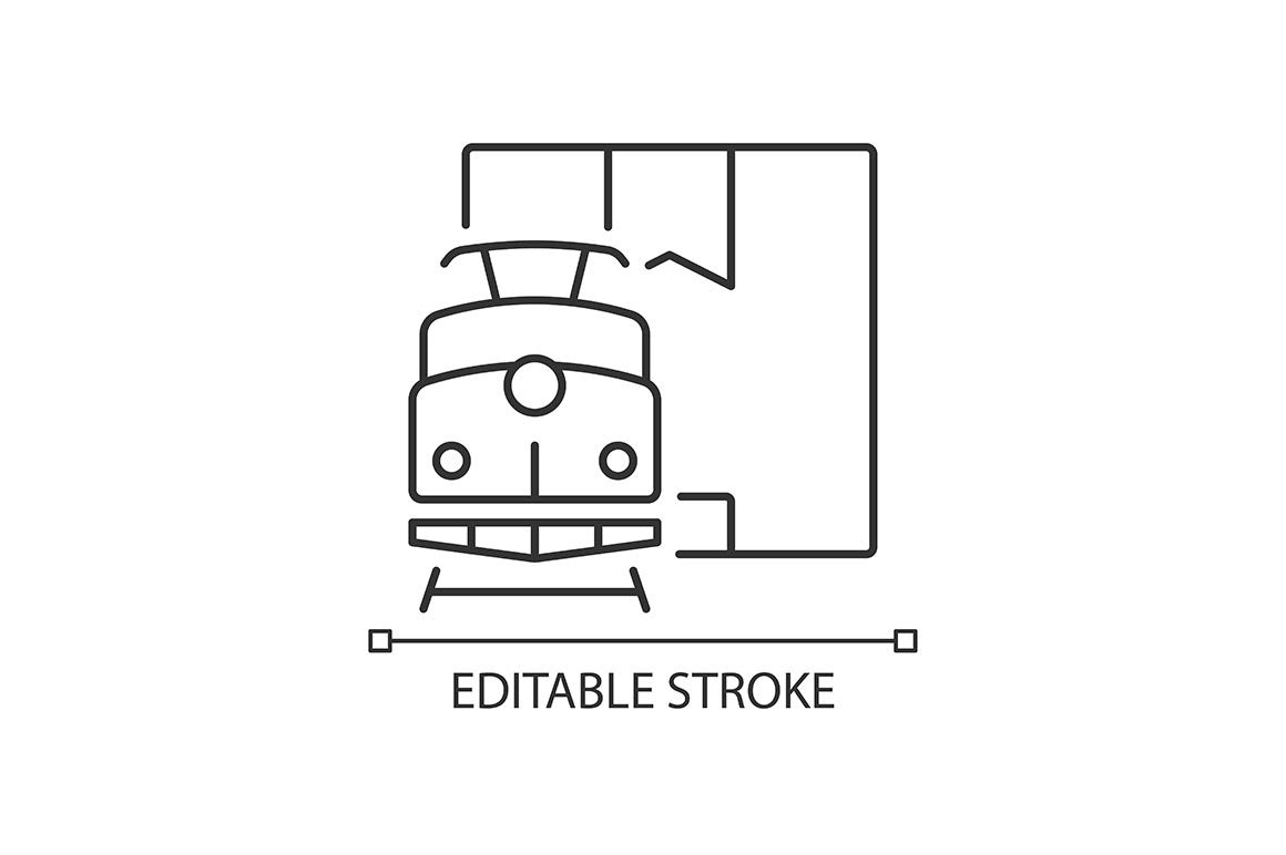 International logistics business linear icons set