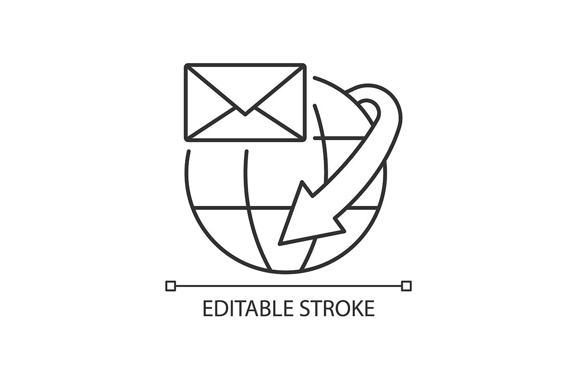 International logistics business linear icons set