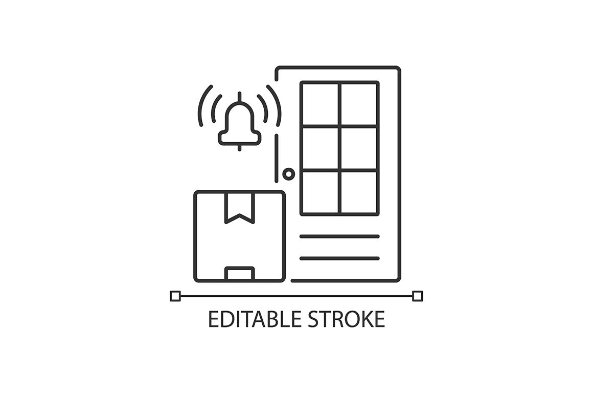 International logistics business linear icons set