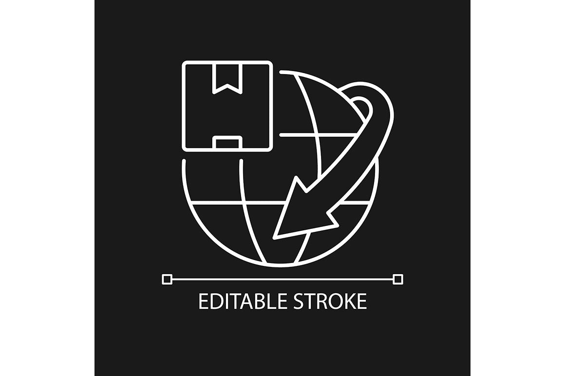 International logistics business linear icons set