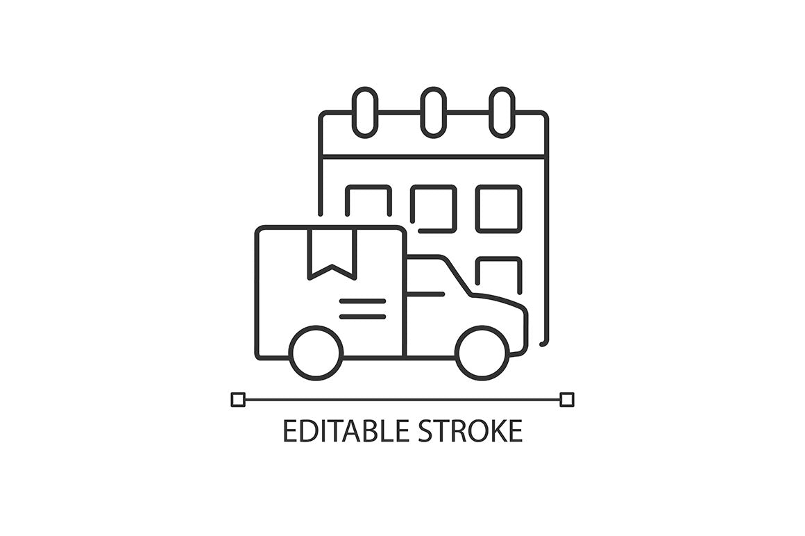 International logistics business linear icons set