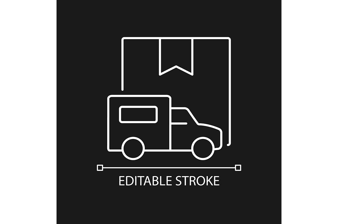 International logistics business linear icons set