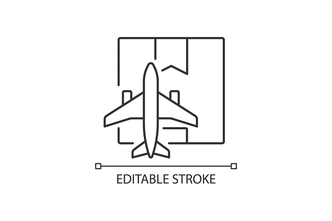 International logistics business linear icons set