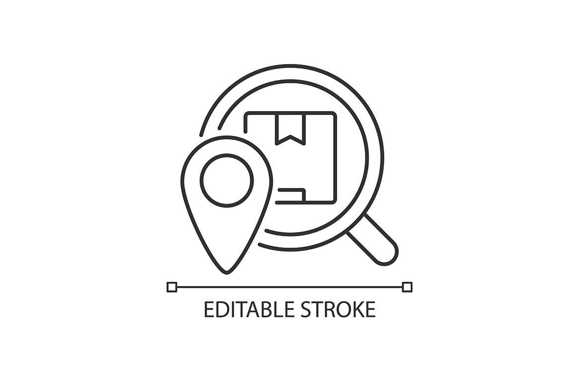 International logistics business linear icons set