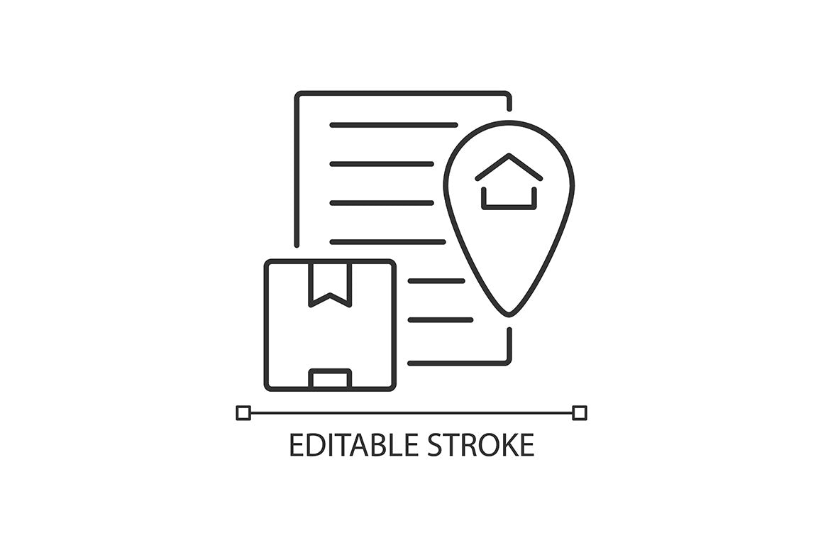 International logistics business linear icons set