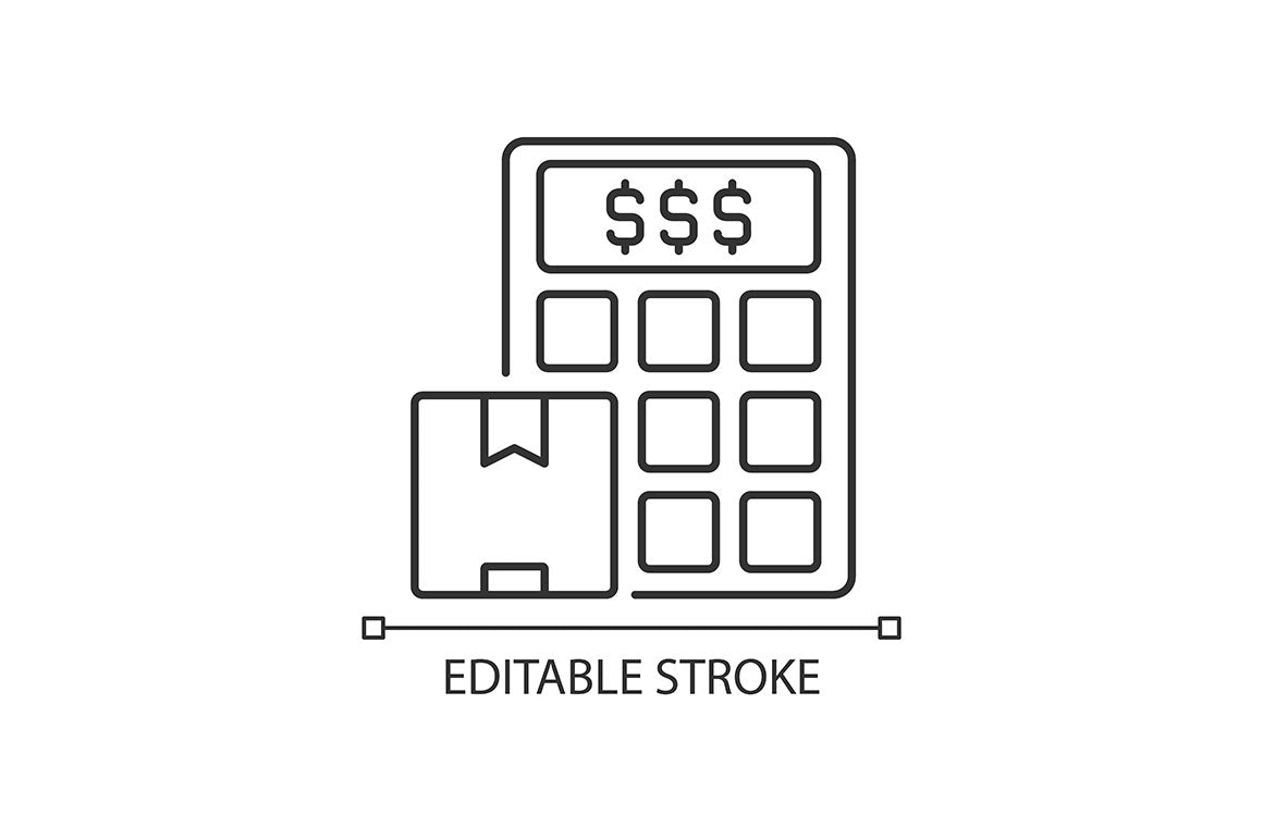 International logistics business linear icons set