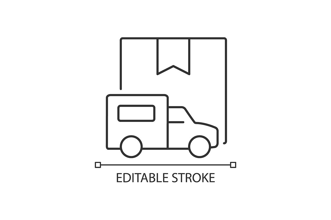 International logistics business linear icons set