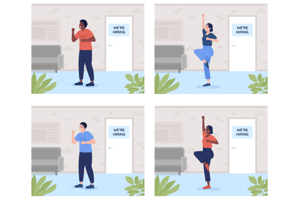 Job Interview Success Illustration Set