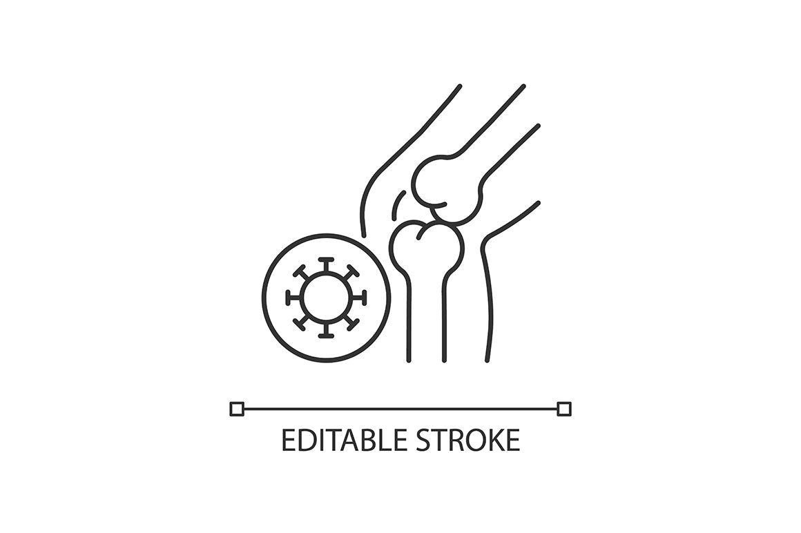 Joints pain linear icons set for dark and light mode