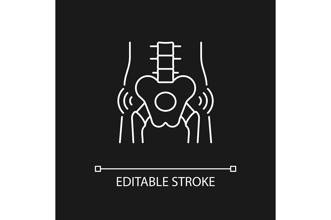 Joints pain linear icons set for dark and light mode