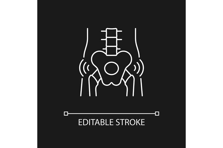 Joints pain linear icons set for dark and light mode