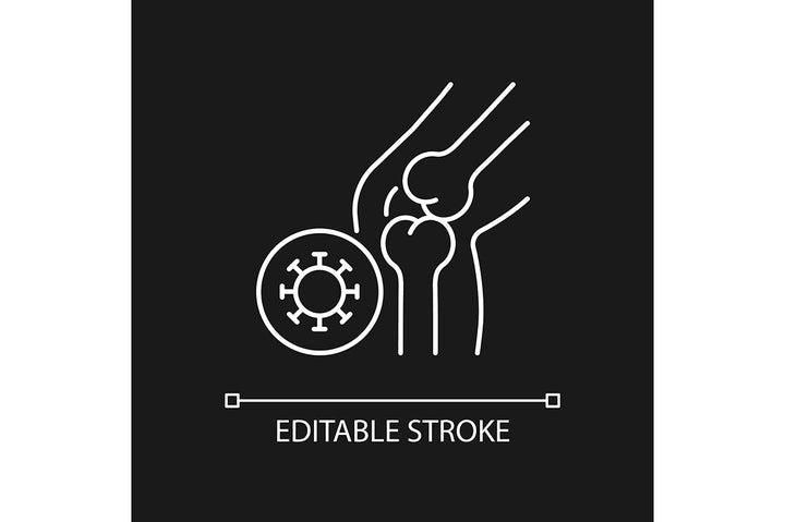 Joints pain linear icons set for dark and light mode