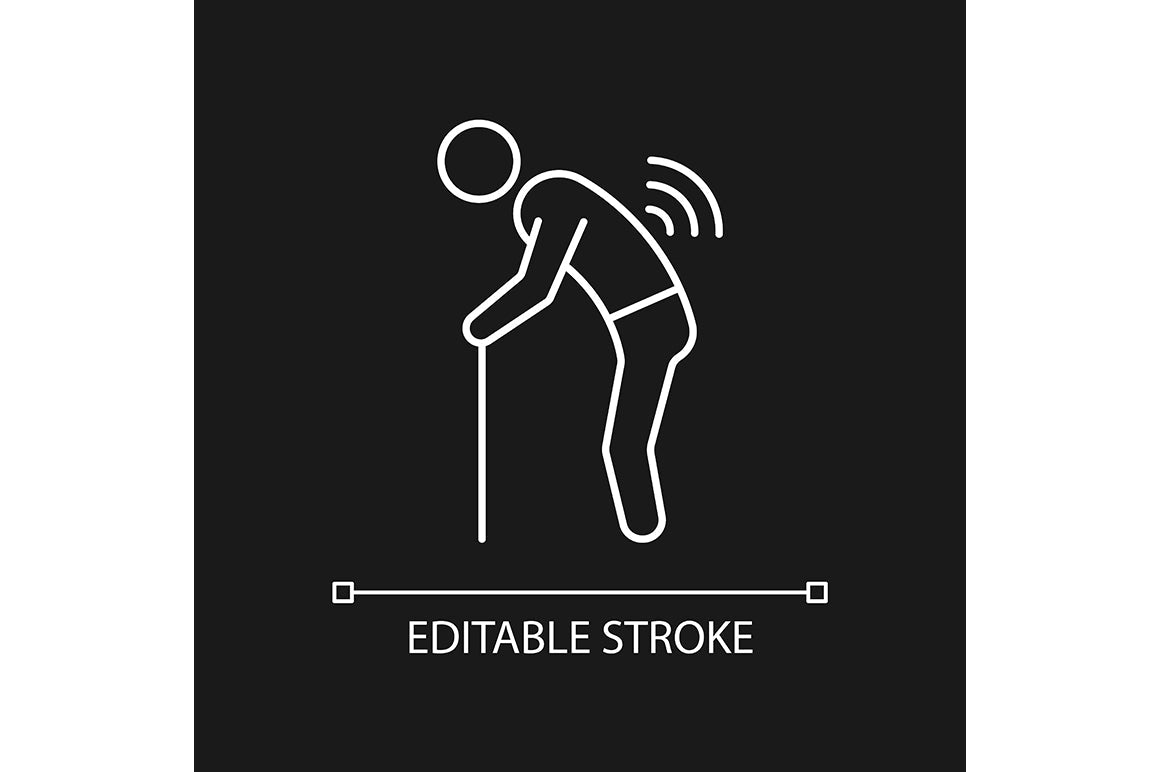Joints pain linear icons set for dark and light mode